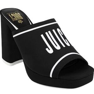 Women’s Juicy by Juicy Couture J-Girly Black Slip On Sandals Open Toe Block Heel